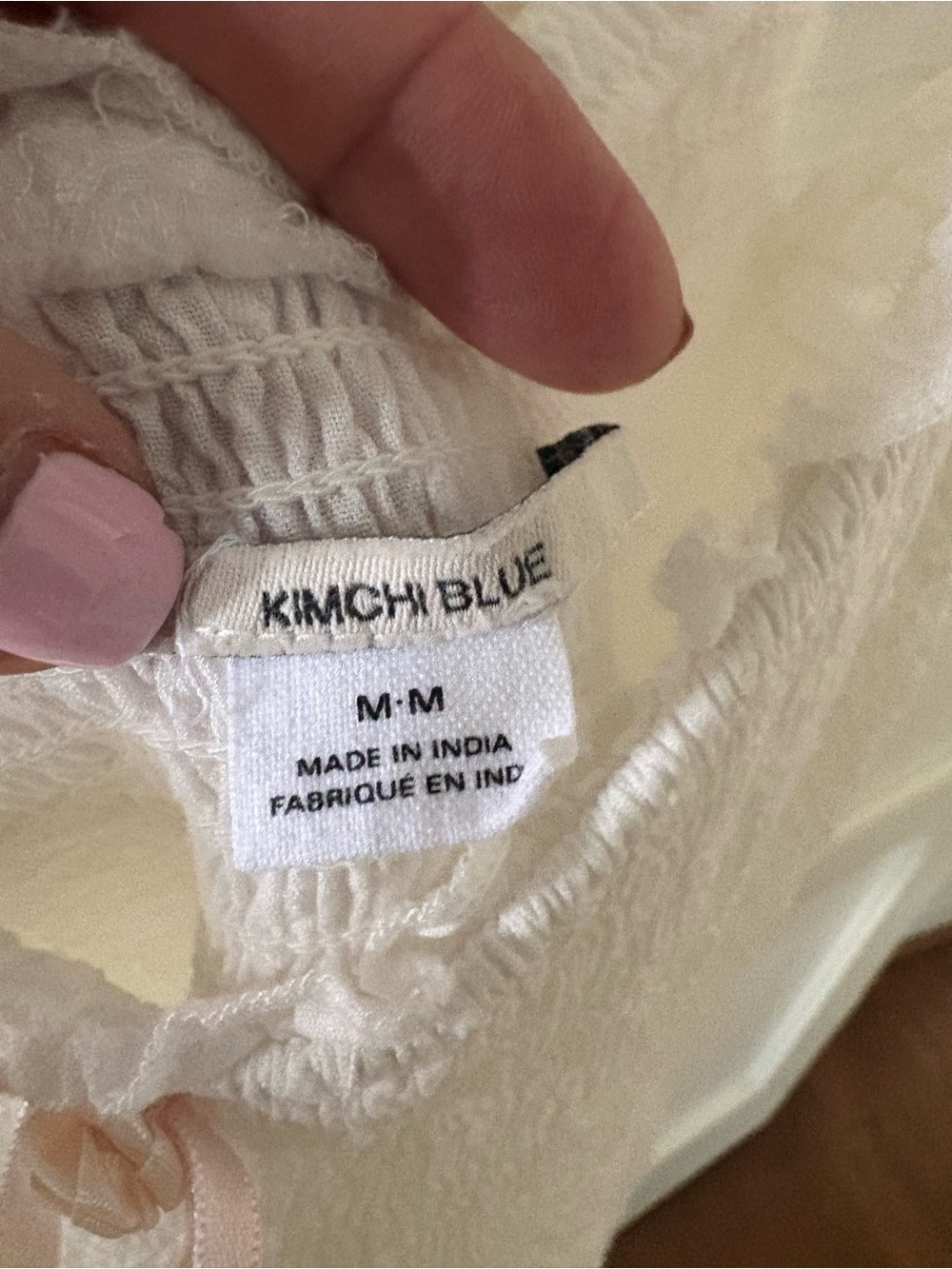 Kimchi Blue Cream Smocked romper